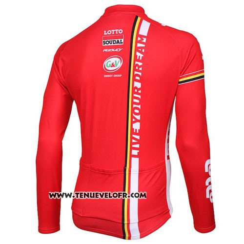 2016 Maillot Ciclismo Lotto Soudal Blanc et Rouge Manches Longues et Cuissard
